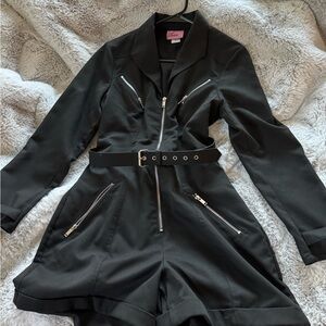 Black Long Sleeve Romper by Vixen by Micheline Pitt